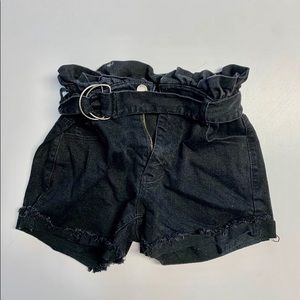 Black jean tie shorts